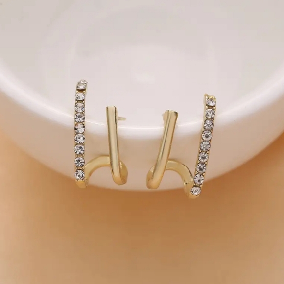 Gold Rhinestone Earrings - Picture 4 of 4